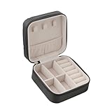 Single Layer Storage Box Ladies Travel Leather Jewelry Classic Black Pure White Fashion Pink(Black)