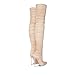 YUNYIPING Fashion Large Size Women's Over The Knee Boots, Sexy Red Extreme High Heel Tall Elastic Boots for Party, Banquet and Catwalk,10.5,Beige