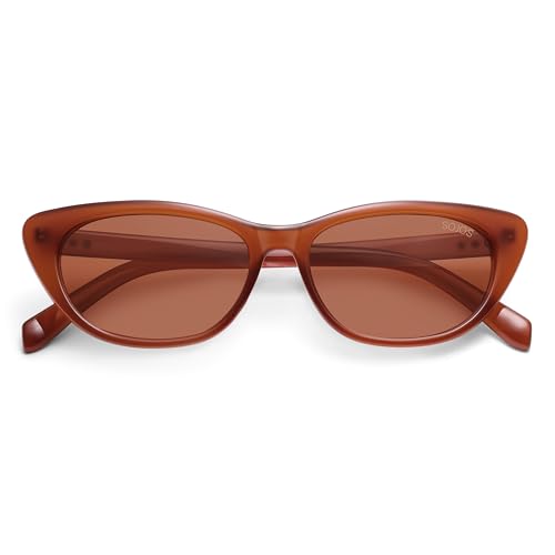 SOJOS Retro Polarized Cat Eye Sunglasses for Women Narrow Vintage Shades Trendy Sunnies SJ23964