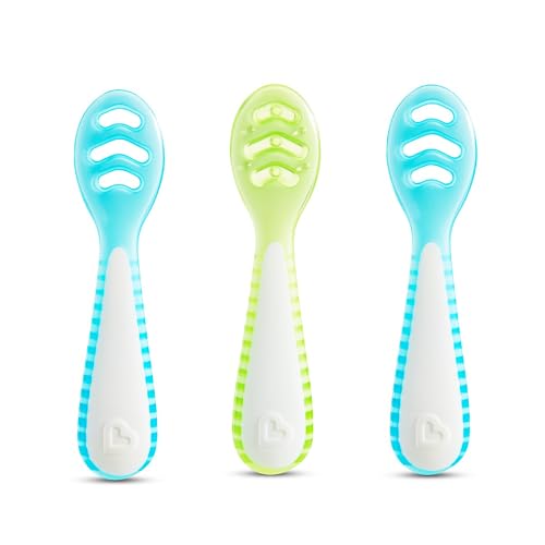 Munchkin Gentle Dip Baby Weaning Spoons | 3 pack| Multistage | Blue/Green