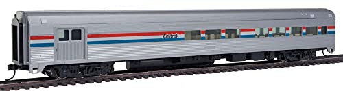 85' Budd Baggage-Lounge - Ready to Run -- Amtrak (Phase III; silver, Equal red, white, blue Stripes)