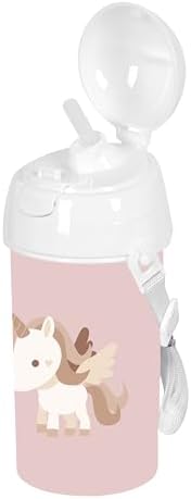 SAFTA Preescolar Unicorn Automatic Open Water Bottle with Straw Water Bottle BPA Free with Shoulder Bag Comfortable and Lightweight 500ml 7.3x19.5cm image 5