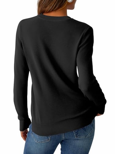 Image of GKBK Women's Sweaters 2026 Fall Fashion Lightweight Classic V Neck Business Casual Outfits Long Sleeve Knit Pullover Tops