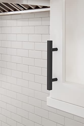 Image of Amerock 25 Pack 3-3 /4 inch Bar Pulls Square Matte Black Drawer Pull | 3-3 /4 inch (96mm) Center-to-Center Mounting Distance and 6-1 /16 inches Overall Length, Durable Zinc Cabinet Hardware
