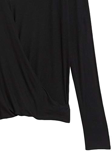 Amazon Brand - Daily Ritual Women's Rayon Spandex Fine Rib Draped Long-Sleeve Top, Black, X-Large