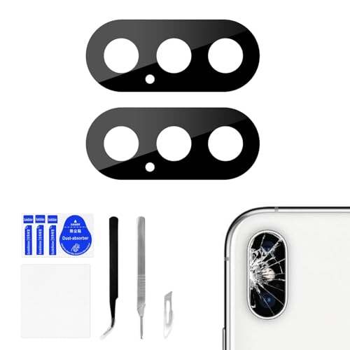 Risidamoy 2 Sets for iPhone X OEM Back Camera Lens Glass Replacement for iPhoneX 10 Rear Main Camera Lens with Dual-Sided Adhesive Repair Kit Fix Tool Tweezers A1865 A1901 A1902