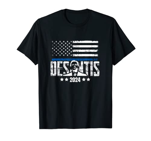 Desantis 2024 Thin Blue Line Police Ron para presidente Camiseta