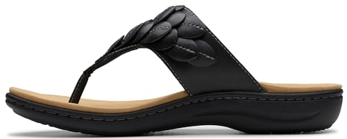 Clarks Clarks Women's Laurieann Palm Flip-Flop, Black Leather, 8.5 M US