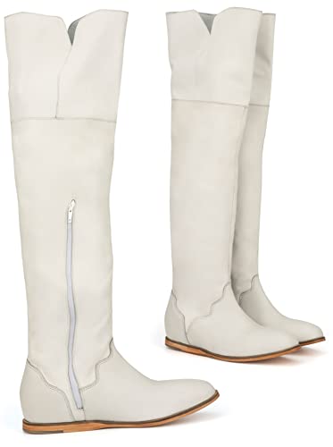 Vintage Foundry Co. Women’s Nina Handcrafted Fashion Casual Leather Knee-High Boot, Slip-On Zip, Round Toe, Rubber Outsole; Size 8.5 #TOP1