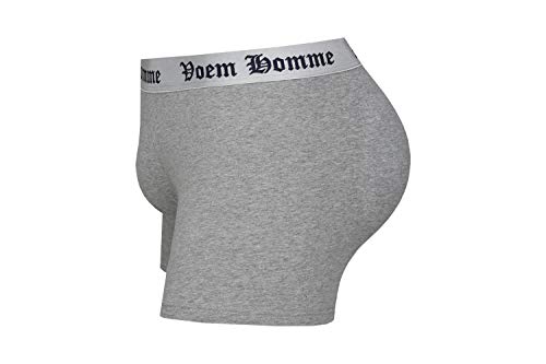 THE VOEM Men's Hip Up Volume Up Cotton Padded Enhancing Butt Trunk Knickers Boxer Short Brief (M, Gray)