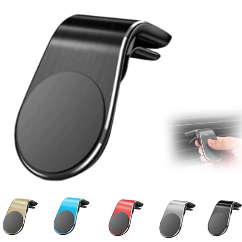 Mobile Phone Navigation Magnetic Bracket Magnetic Bracket Phone Holder for Car Universal Non Slip Vent Clip Magnetic PhoneHolder L Type 360 Rotating Car PhoneMount for All Smartphones (Black)