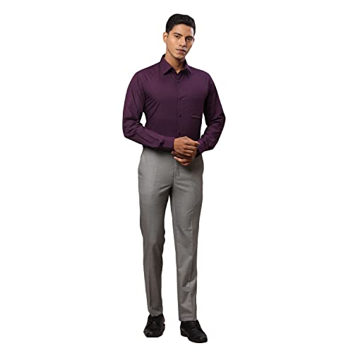 Image of Raymond Men's Polyviscose Blend Structure Pattern Slim Fit Flat Front Formal Trouser