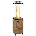 Afterglow Outdoor Patio Propane Fire Heater with Weather Cover Glass 41000 BTU Fireplace Patented & CSA Certificated, Wood Grain Brown