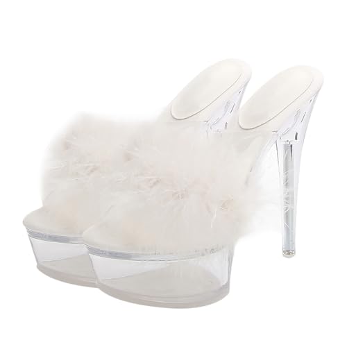 Pantoufles à talons hauts mode estivale blanches et chaussures transparentes femmes