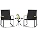 Shintenchi 3 Piece Outdoor Rocking Bistro Set, Textilene Fabric Small Patio Furniture Set, Front Porch Rocker Chairs Conversation Set with Table for Lawn, Garden, Balcony, Poolside (Black)
