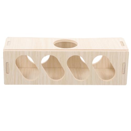 LIOOBO Guinea Pig Hideaways Hamster Tunnel Toys Safe Wooden Hideout for Small Animal Play