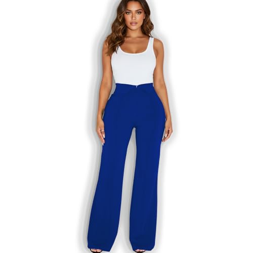 KOVALIKE Women‘s Royal Blue Straight Leg Dress Pants High Waisted
