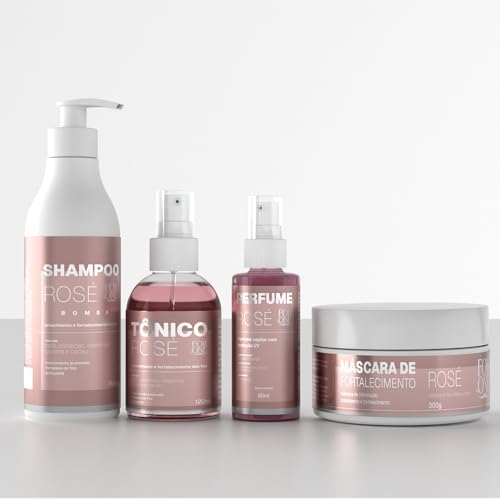 Kit Para Cabelo Rosé Máscara, Shampoo bomba, Serum Capilar Perfum...