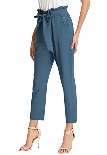GRACE KARIN Women's Cropped Paper Bag Waist Pants with Pockets