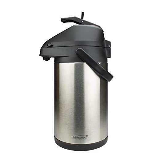 Brentwood 3.5-Liter Airpot Hot & Cold Drink Dispenser, Stainless Steel, Black