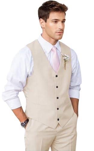 Men's Suit Slim Fit 2 Piece Vest and Pants Suit Set Formal Wedding Dinner Business Prom Suits