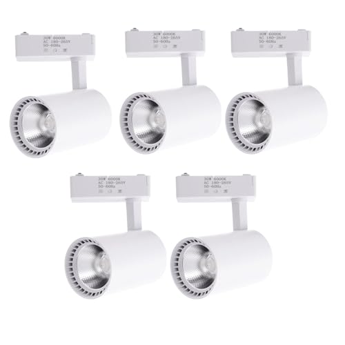 Jandei - Pack x5 Foco Techo Led Carril 30W, Blanco Frio 6000K, 2200 Lúmenes, 220V 50-60Hz Monofásico, Aluminio Vestidor, Escaparate, Tienda, Oficina. Color Blanco