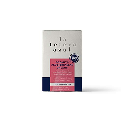 LA TETERA AZUL Infusión De Manzana, Escaramujo, Hierba Limón E Hibisco. Organic Mediterranean Dreams. 20 Bolsitas De 2 Gramos.