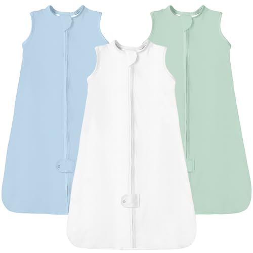 Image of TotAha Sleep Sack 0-6 Months 3-Pack,Stretchy,Buttery Soft Swaddle Transition Sleeping Bag,Light Baby Wearable Blanket with 2-Way Safe Zippers for Boys and Girls, 0.5 TOG