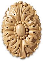 White River # CM2376-LW, Medium Oval Rosette, 2 pcs., 3-1/2 inch W x 3/4 inch D x 5 inch H, Lindenwood