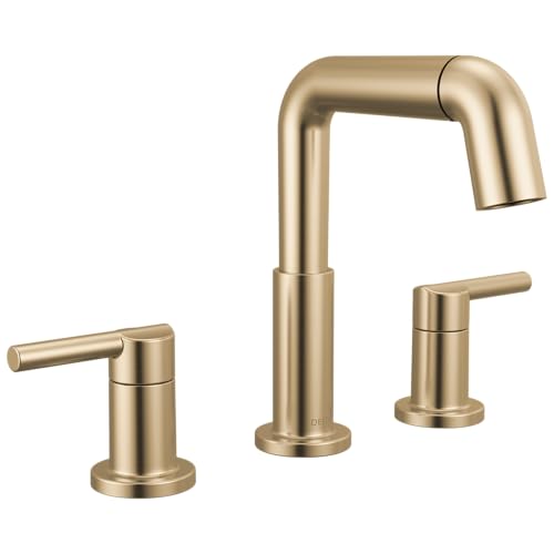 Image of Delta 35849LF-PD Nicoli 1.2 GPM Widespread Bathroom Faucet with Pull Down Spout and Push Pop-Up Drain Assembly - Champagne Bronze