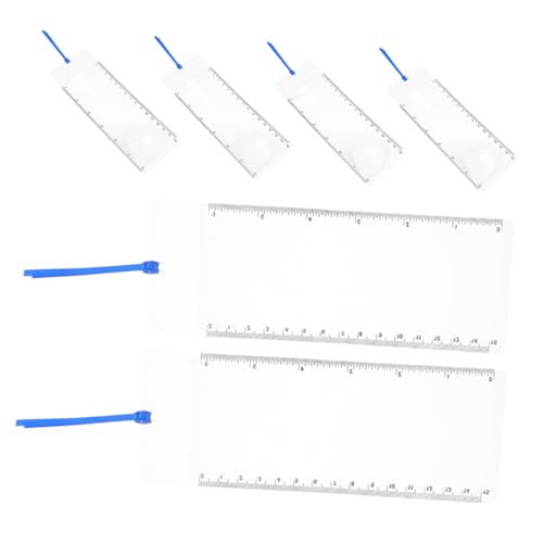 Uonlytech 6Pcs Bookmark Magnifier with Magnification Pocket Sized Fresnel Lens with Built Ruler for Reading Print Books Magazines and Newspapers