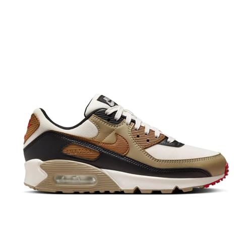 Nike Air Max 90 Women's Shoes (DH8010-005, Phantom/Black/Fire Red/Light British Tan)2