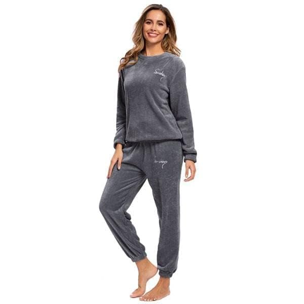 Women' s Fluffy Fleece Pyjama Set Winter 2 Piece Plush Pullover and Pants Loungewear Sleepwear Pack of 1-picture-41
