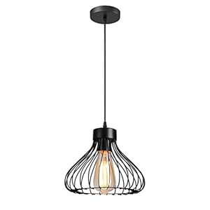iDEGU Hanglamp industriële kroonluchter plafondlamp lampenkap van metaal in de vorm van een kooi vintage lamp voor…