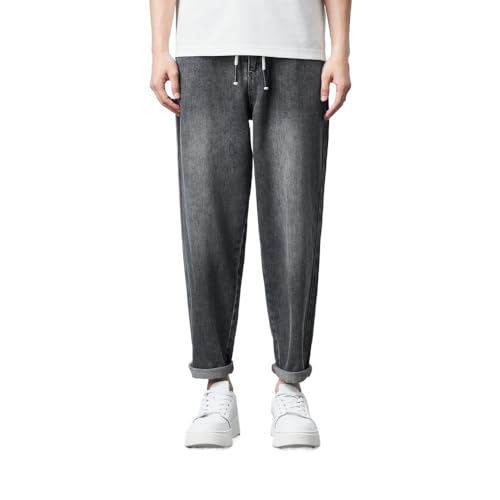 Elastic Waist Jeans with Straight Leg Tapered Cropped Pants for Men4