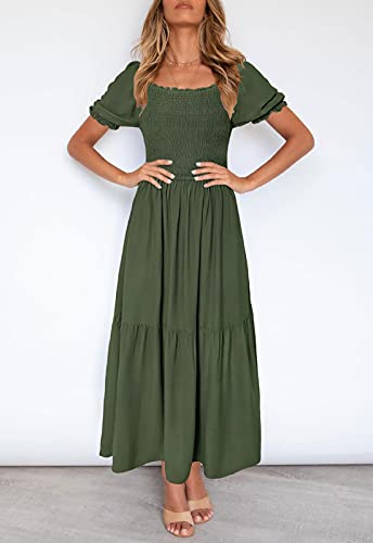 ZESICA Women's Boho Floral Square Neck Maxi Dress #TOP17