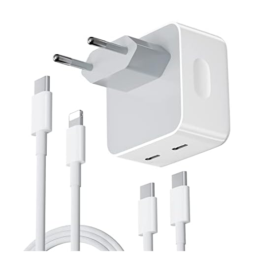 Cargador Rápido USB C para iPhone, Cargador USB C 35W con Cable iPhone y Cable USB C, Enchufe Cargador Doble USB Tipo C con Cable Carga Rápida PD3.0 para iPhone 12/13/11/X/XS Pad Pro/Air, Galaxy etc.