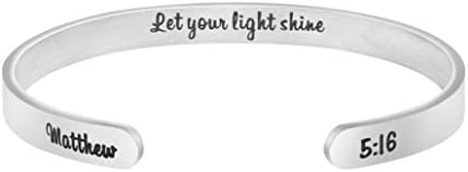 JoycuFF Christian Gifts for Women Religious Bible Verse Jewelry Confirmation Bracelets for Teenage Girl Catholic Baptism Gift for Girls Communion Engraved Stainless Steel Cuff Bracelet for Her