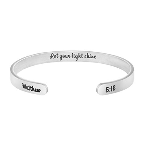 Joycuff Christian Gifts For Women Religious Bible Verse Jewelry Confirmation Bracelets For Teenage Girl Catholic Baptism Gift For Girls Communion Engraved Stainless Steel Cuff Bracelet For Her #TOP8