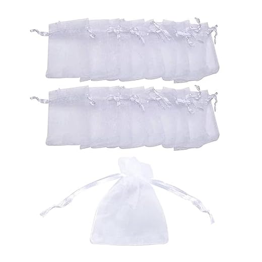 20Pcs Small White Organza Gift Bags