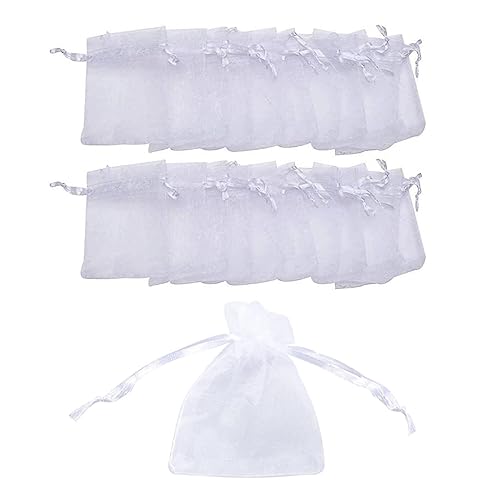 Gunwon 20Pcs Small White Organza Gift Bags 2.76x3.54 Jewellery Pouches Organza Bag Drawstring Bags Wedding Jewelry Pouches Perfect For Party Supplies Christmas Birthday Anniversary