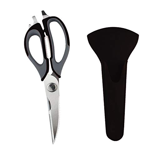 Kitchen Professional Scissors, Stainless Steel Multifunction Food Scissors Bottle Opener Detachable Cooking Shears for Meats, Herbs, Poultry Bones, Fish Scale, Vegetables, BBQ (Black)