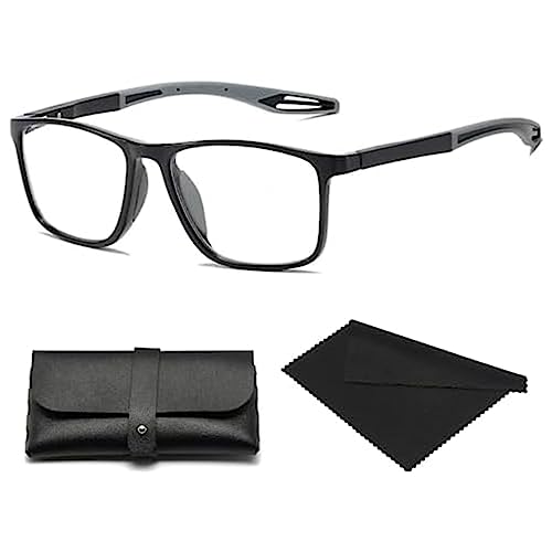 TLTLT Gafas de lectura deportivas ultraligeras for hombre, antiluz azul, for presbicia, for ciclismo, con doble enfoque (2,5 x, negras)