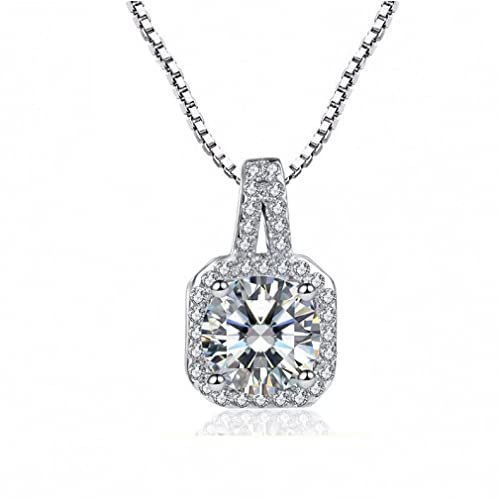 Colliers avec pendentif en zircon cubique carré super brillant pour femmes 925
