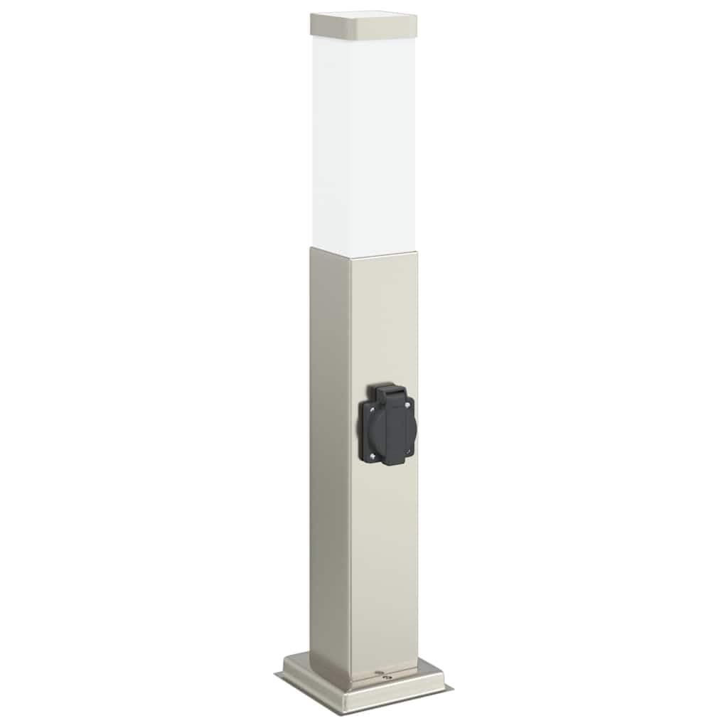 Lampa słupkowa z gniazdem 3 sztuki 50 cm stal szlachetna IP44 oświetlenie