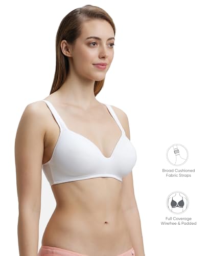 Image of Jockey FE57 Lounge Bra | Wirefree | Padded | Full Coverage | Broad Fabric Strap with Included Bra Pouch | Super Combed Cotton Fabric