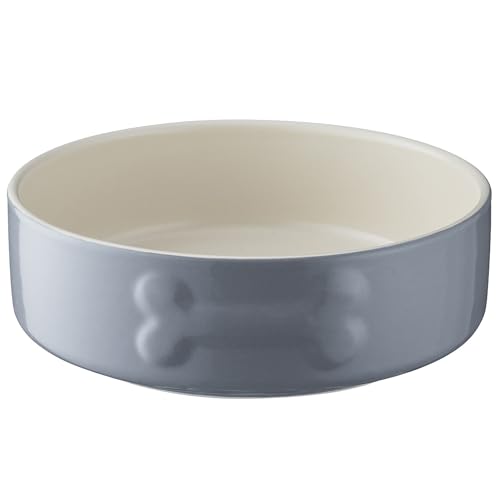 Mason Cash: Embossed Bone Dog Bowl - Gray - 5.9, 17oz - Durable Ceramic Food & Water Dish, Microwave & Dishwasher Safe, Pet Meal Feeding & Hydration