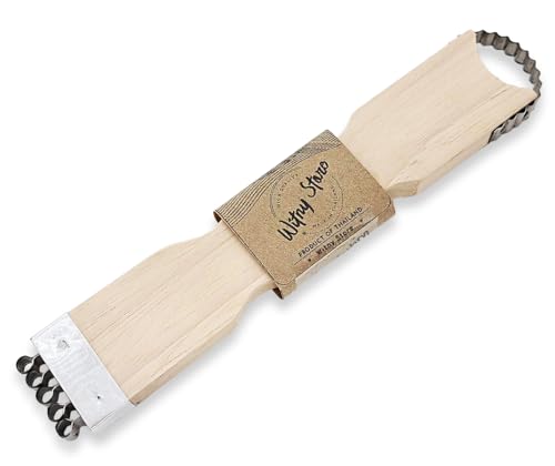 WitnyStore Coconut Grater - Vintage Kitchen Tool - Thai Traditional Style Multipurpose Easy to Use Portable Wooden Hand Held Scraper and Shredder for Fresh or Baby Coconut Meat - 7 x 1.5 x 0.5 inches