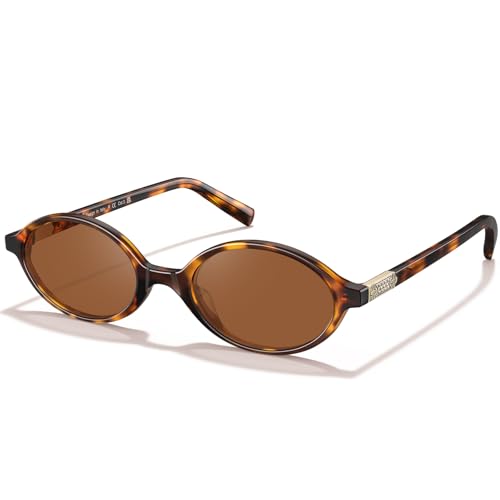 CARFIA Cellulose Acetate Polarized Sunglasses for Women UV Protection Narrow