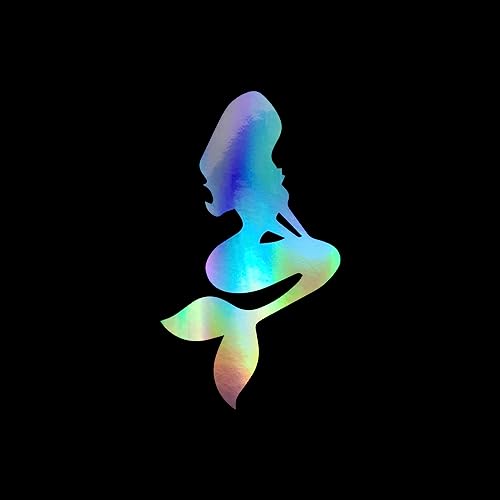 Image of Mermaid Princess Silhouette Sticker Vinyl Decal Notebook Car Window Laptop 2.75 inch x 5 inch (Holographic)